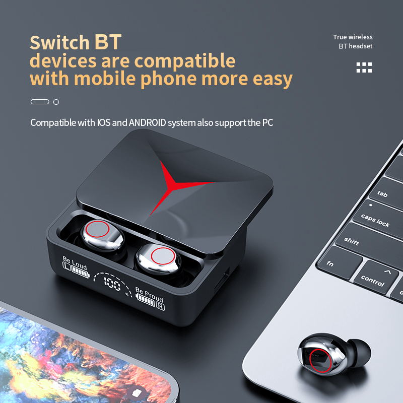 Casti Wireless M90 PRO TWS, Bluetooth 5.3, Display LED, Anulare Zgomot, Waterproof IPX-4, IOS & Android