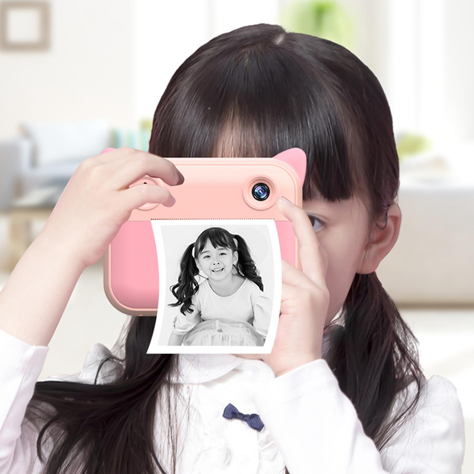 Camera Foto Copii cu imprimanta foto instant, 20 Mpx, Full HD 1080P, Ecran 2.4 inch, Jocuri, 3 role hartie incluse, Roz