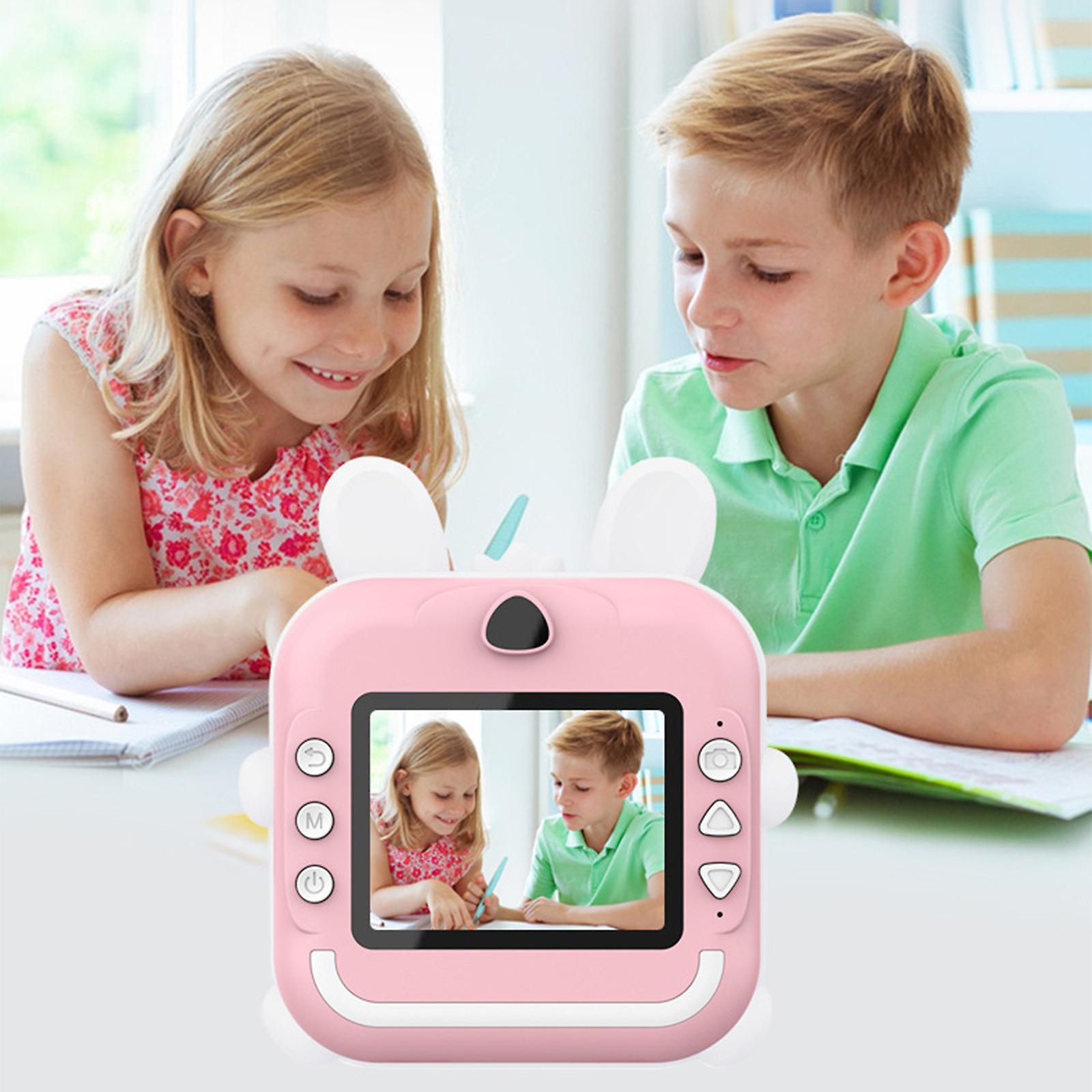 Aparat foto copii cu functie de printare, Vala® Q5, model Iepuras, Rezolutie 24Mpx 1080P, Display LCD Color 2.4", 3 role hartie incluse, Roz