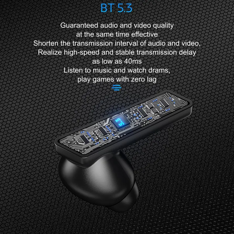 Casti Wireless In-Ear Vala® DX-05, Gaming Sport, Display LED, Bluetooth 5.3, Control Tactil, Anulare Zgomot Fundal, Latenta Scazuta, Game Music Dual Mode, Carcasa de incarcare, Lumini Ambientale RGB